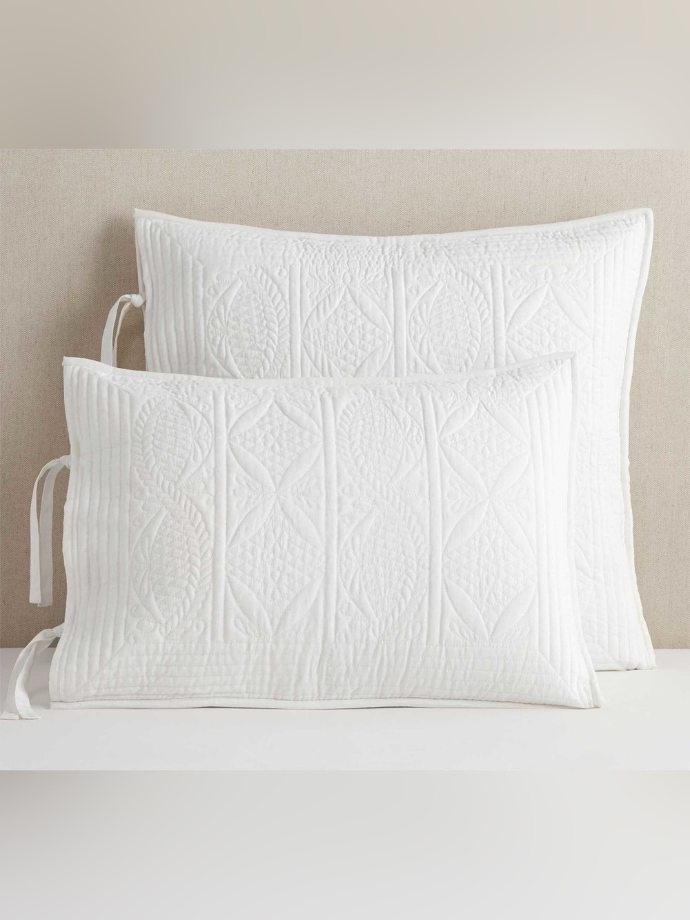 New Pottery Barn Hanna Cotton Linen Blend Quilted Sham Euro White Standard Size